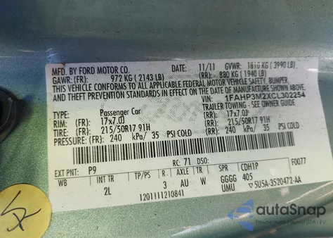2012 Ford Focus Sel from USA, damaged, VIN 1FAHP3M2XCL302254